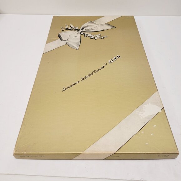 Vtg Linen damask Aqua Tablecloth Napkins Alico Fern Bouquet 52 x 52 Combed Yarn - Picture 6 of 6